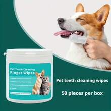 50pcs Thickened Pet Finger Sleeve Wipes, Gentle Non-Irritating Formula For Cleaning Eye Tear Stains And Ear Wax, Antibacterial And Deodorizing, Universal For Cats And Dogs Pet Care Wipes - View 1