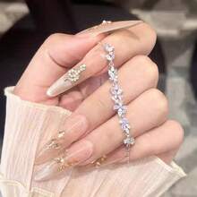 Bridal Fashion Bracelets & Arm Chains - White and Purple Diamond Bracelet - View 1