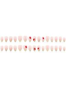 30 Pcs Press On Nails, Almond Shape False Nails, Quick Manicure Stickers For Party Press On Nails - Multicolor - View 3