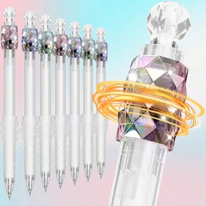 12pcs Soft Grip Quick-Drying Gel Pen Set - Finger Spinner Design, Black Ink, Fine Tip, Smooth Writing (3pcs Pens + 9pcs Refills), With Finger Spinner, Rotating Barrel, Rubber Grip, Ideal For Diary, Christmas - Unisex Gift For Study And Office