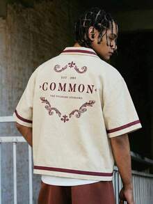 FRACTYR 男士夏季休闲宽松短袖梭织衬衫，复古数码印花，时尚百搭 - 白色 - 查看 4