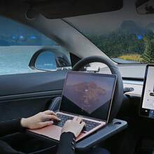 1pc Car Steering Wheel Desk, Featuring Double-Sided Usage. A Multi-Functional In-Car Storage Rack That Can Transform Into A Laptop Desk To Facilitate In-Car Office Work; Can Also Be Used As A Car Dining Tray To Make Meals More Comfortable On The Road; And Serves As A Stable Laptop Stand, Practical And Convenient. - 1pc Car Steering Wheel Table - View 9