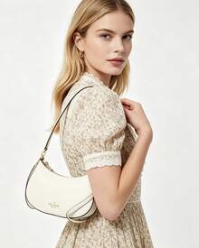 Kate Spade Túi Hobo dễ thương KS PAIGE bằng da, túi đeo chéo cho nữ, túi đeo vai có khóa kéo phía trên, túi đeo chéo thường ngày cho nữ với dây đeo có thể điều chỉnh. - trắng - Xem 6