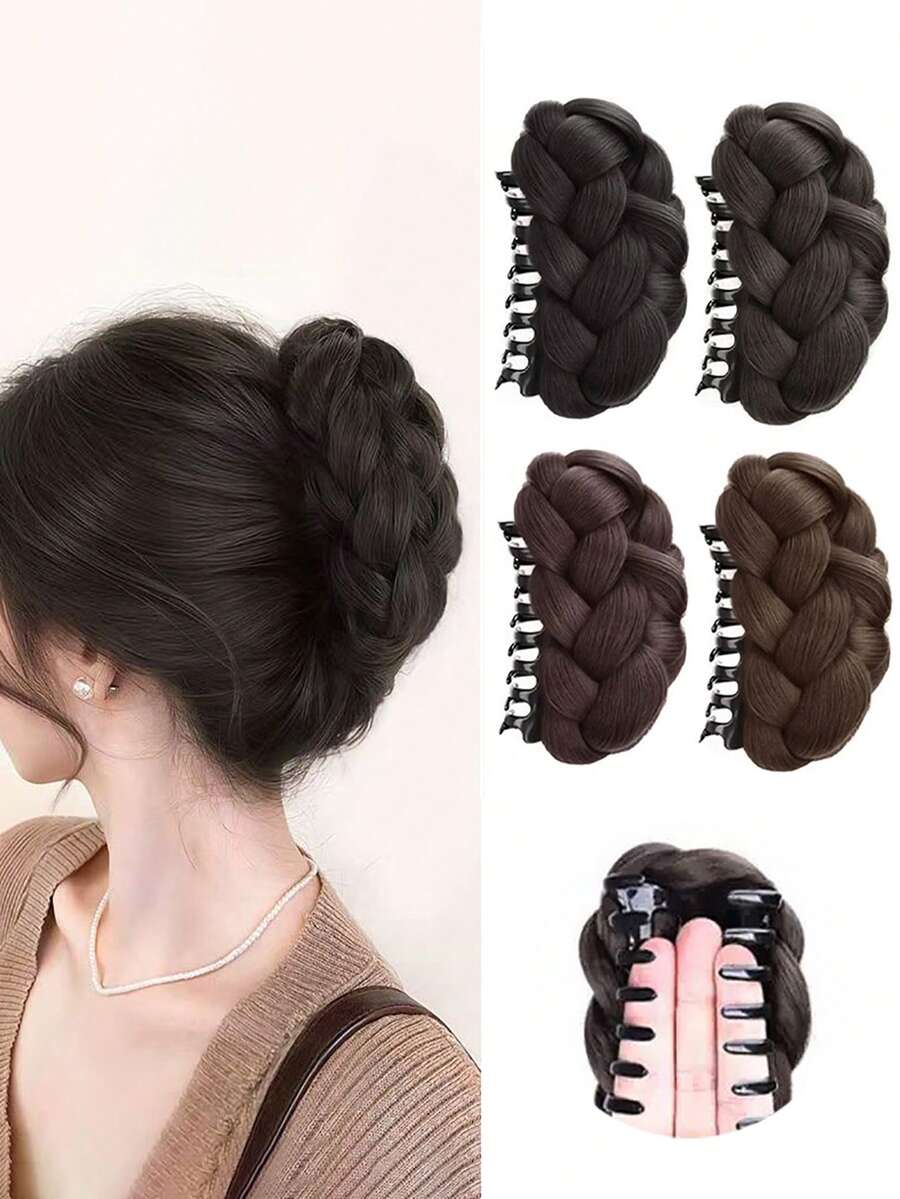 1 chiếc kẹp tóc bện tự nhiên trông như thật, dùng để kẹp búi tóc, buộc tóc đuôi ngựa, dụng cụ tạo kiểu tóc. - Nhiều màu - Xem 1