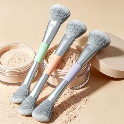 1pc New Dual-Ended Colorful Makeup Brush Set, Featuring Soft Nylon Bristles For Natural Application, Includes Powder, Contour, Concealer, Blush, And Highlighter Brushes, Ideal Makeup Gift For Women
