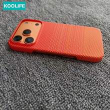 1-Grid Carbon Fiber Matte Magnetic Half-Coverage Phone Case, Moonrise Woven Texture, Lens Protection And Drop Protection Shell, Business Design Suitable For Men And Women, A Top Choice For Birthday Gifts, Compatible With Apple 17/17 Pro/17 Pro Max. - Orange Moonrise Magnetic - View 5