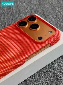 1-Grid Carbon Fiber Matte Magnetic Half-Coverage Phone Case, Moonrise Woven Texture, Lens Protection And Drop Protection Shell, Business Design Suitable For Men And Women, A Top Choice For Birthday Gifts, Compatible With Apple 17/17 Pro/17 Pro Max. - Orange Moonrise Magnetic - View 3
