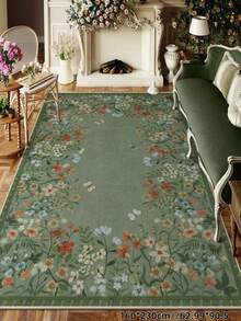 1pc Bohemian Modern Paris Floral Carpet, Suitable For Living Room, Non-Slip Rust Red Printed Vintage Farmhouse Rug For Bedroom, Dining Room, Dorm, Office, Home Decor - Mint Green - View 8