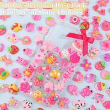 100PCS Slime Charms Jelly Cute Flatback Resin Charms For Slime, Random Kawaii Decoden Charm For Embellishments Phone Junk Case Charm Bulk, Scrapbooking Crafting & DIY Decor (Multicolor) - 玫瑰粉色-100個 - 查看 3