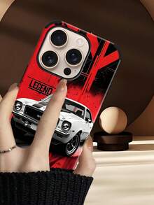 1pc Racing Stripe Pattern Soft Leather Shock-Proof Dustproof Handmade Protective Case Suitable For Apple 17 Pro Max/16 Pro Max/16 Plus/13 Pro Max/14 Pro Max 13 14 11 12 Pro 11/15 Pro, Galaxy S24 Ultra, With Speaker Hole Design, Suitable As Holiday Gift - Red - View 5