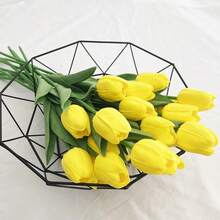 5pcs Exquisite Realistic White Artificial Tulip Bouquet - Perfect For Bedroom, Living Room, Wedding, Party, Valentine's Day, Father's Day, Graduation, Mother's Day, Easter Decor & Gifts For Girlfriend - Yellow - View 5