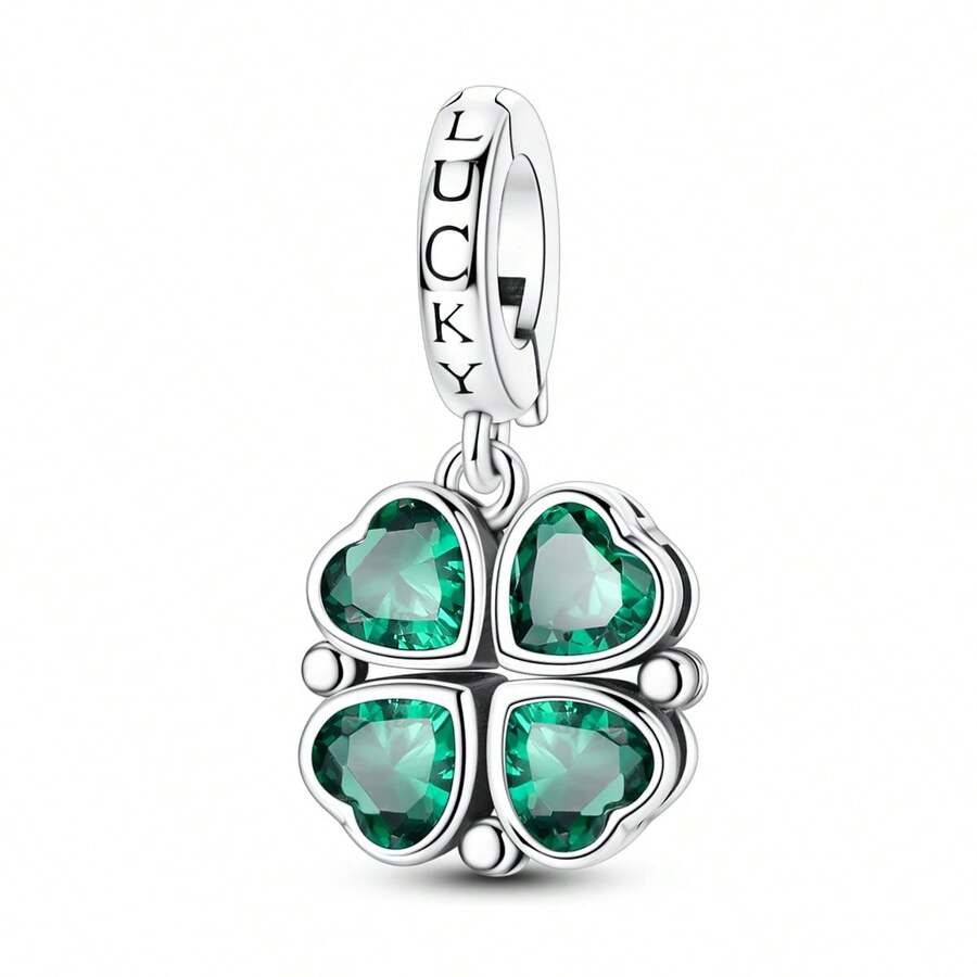Horseshoe & Four-Leaf Clover Pendant Decorations, Suitable For DIY Bracelets And Necklaces, Lucky Gift For Vacation, Party, Holiday, Birthday And Other Occasions - Silver - View 1