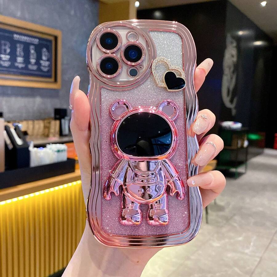 Ốp lưng kiêm dây đeo cổ tay hình phi hành gia hoạt hình, tương thích với iPhone 17 PROMAX/16 Promax/15 Promax/14 Promax/13 Promax/12 Promax/11 Promax/XS MAX/7/8 PLUS, S26/25 24 32 1u, Honor. - Hồng - Xem 1