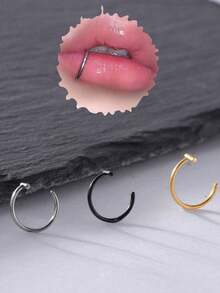 1/3/5pcs Lip Ring, Nose Ring, Fake Nose Septum Clip-On Piercing, Body Clip-On Piercing - T-shaped Nose Ring - View 4