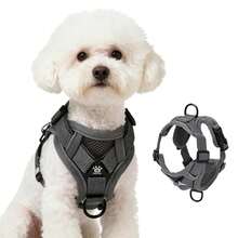 1pc Adjustable Dog Harness And Leash Set, Anti-Pulling Pet Chest Strap Vest, Suitable For Small Dogs & Cats, Soft Mesh Comfortable Reflective Mesh Chest Strap - Dark Grey - View 3