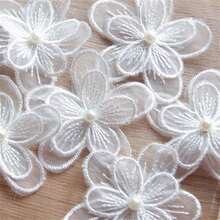 10pcs 3D Pearl Lace Flower Embroidered Patches, Double-Layer Tulle Flower Decor Accessories For Wedding Dress DIY - Cloth Patch - View 7
