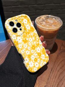 Fondo con estampado floral de margaritas blancas y amarillasfunda de teléfono Fundas compatibles con ,Apple,VIVO,OPPO,,, y Honor.Fabricadas en silicona TPU,ofrecen protección contra golpes y caídas. - Blanco - Ver 3