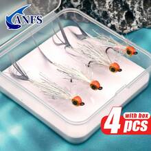 4 piezas Juego de señuelos de pesca con mosca hechos a mano, surtido de moscas para trucha con caja de almacenamiento - Multicolor - Ver 4