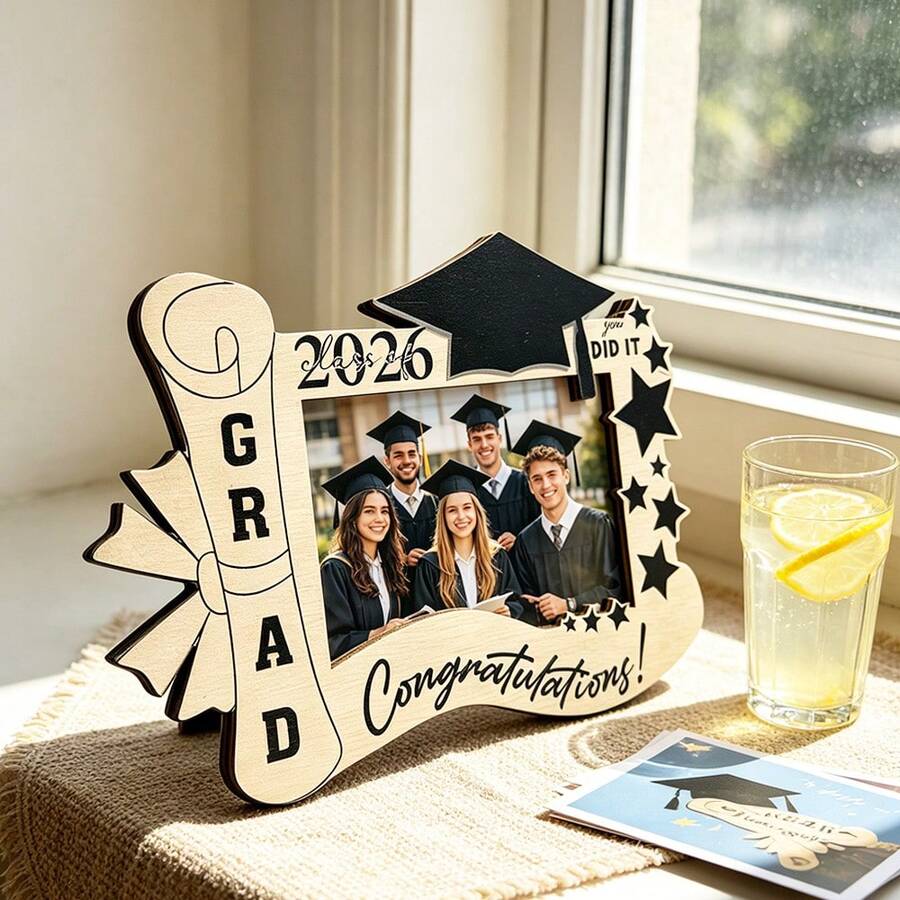 1/3pcs Class Of 2026 Wooden Graduation Photo Frame Ornament Suitable For 5-Inch Photos Plaque Tabletop Display, Personalized Graduation Gift For College Senior High School Students Home Office Desk Decor - Graduation Season Photo Frames - View 1