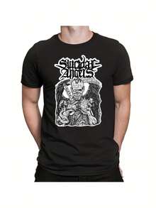 Moda Todo Combina Moda Versátil Regalo para Hombre Vintage Calavera Vacaciones Camiseta para Hombre Ángel - Negro - Ver 5