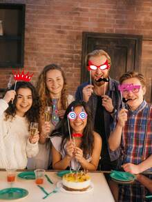 31pcs Birthday Party Photo Booth Props, Including Glasses, Hats, Ties, Mustaches, Lips And Other Creative Paper Photobooth Decorations, Suitable For Birthday Parties, Hawaiian Parties, Weddings And Graduations - Photo Props - View 7