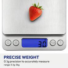High Precision Digital Food Scale With 0.1g Accuracy And 3kg/6.6lb Capacity, Perfect For Accurate Weighing.Slim And Compact Design Saves Space - Light Grey - View 7