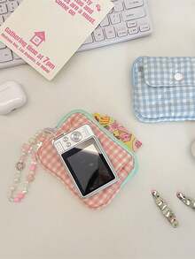 1 pieza Estuche acolchado a rayas con cremalleras superpuestas y cierres a presión - Bolsa portátil de almacenamiento de documentos y tarjetas bancarias para niñas - Multicolor - Ver 9