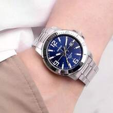 Casio 卡西欧 MTP-VD01D 商务男士手表，蓝色表盘，不锈钢表带，50米防水石英腕表，适合送给父亲或男友的礼物 - 均碼 - 查看 7