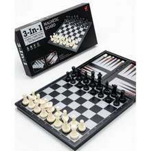3-In-1 Magnetic Chess, Checkers & Backgammon Folding Travel Set - Multicolor - View 5