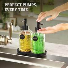 2 piezas Juego de dispensadores de jabón de vidrio, botellas de bomba rellenables transparentes, botellas de loción de vidrio blanco puro de alta gama, adecuadas para baño, cocina, tocador, hotel, apartamento, decoración del hogar moderna, excelente regalo para inauguración de la casa, Navidad, boda, cumpleaños, Día de la Madre, San Valentín, Acción de Gracias - Multicolor - Ver 4