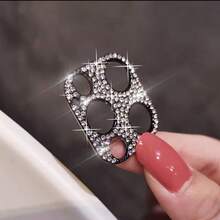 Glitter Rhinestone 2pcs Crystal Clear Camera Lens Protector For IPhone 11 12 Pro Max 13 14 Plus Pro Max 15 16 Mother's Day Gift - Silver - View 7