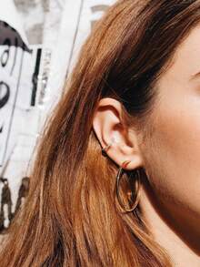 925纯银镶嵌奢华锆石迷你手链耳环套装，优雅女士派对佩戴 - Zircon Cuff Earring - 查看 9