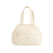 1個大容量輕量保溫便當袋，多隔層雙側口袋收納空間，菱格紋絎縫工藝，戶外保鮮保溫餐袋，適合學生與上班族，防水防漏，可重複使用手提便當袋 - 彩色 - 查看 14