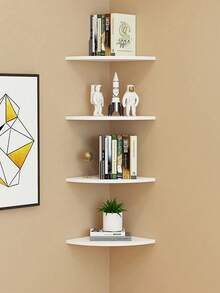 3pcs Corner Wall Mount Rack, Wooden Floating Corner Shelf, Wall Mounted Storage Display Rack, Suitable For TV Accessories, Monitor, Speaker, Set-Top Box, Game Console (19cm, White) - White - View 2
