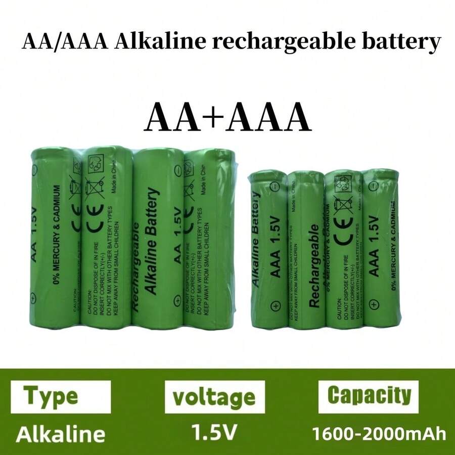 New 1600mAh/2000mAh Rechargeable Alkaline AA/AAA Batteries, Suitable For Clocks, Mice, Computers, Toys, Etc. - View 1