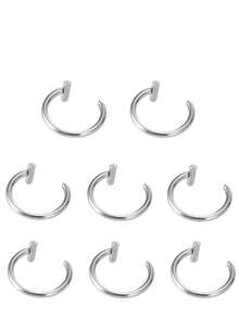 1/3/5pcs Lip Ring, Nose Ring, Fake Nose Septum Clip-On Piercing, Body Clip-On Piercing - T-shaped Nose Ring - View 9