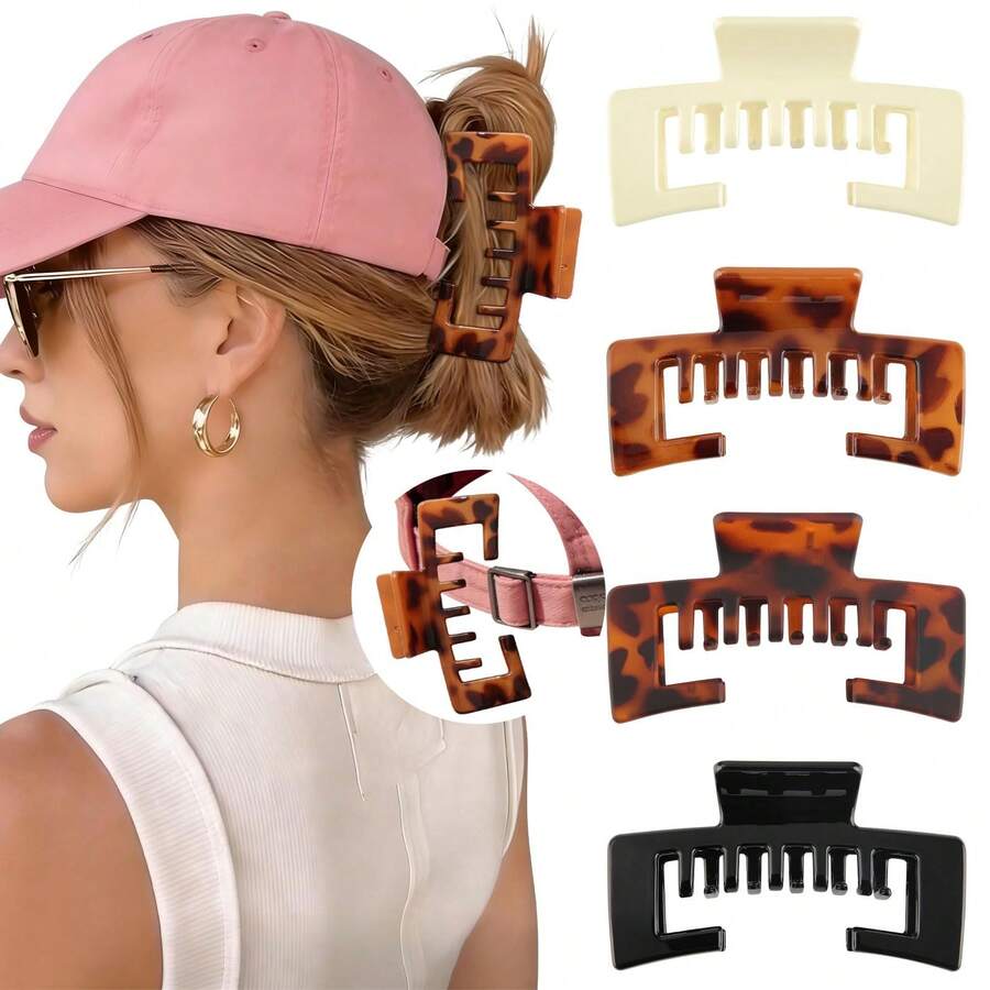 4pcs Baseball Cap Hair Clips, Suitable For Women With Thick Hair, Hair Accessories Gift For Baseball Cap Hairstyles