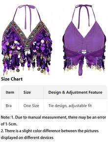 Carnival 2 Pieces Outfit Set - Sequin Fringe Coin Embellished Bra Top & Hip Wrap For Festival, Rave & Parade Wear (Available In Multiple Colors) - Multicolor - View 12