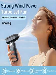 Máy thổi bụi điện không dây công suất cao 108.000 vòng/phút kiêm quạt làm mát cá nhân, pin sạc 2600mAh, 6 tốc độ điều chỉnh, thích hợp để làm sạch bàn phím, máy tính, ô tô và nhà cửa. - A - Xem 4