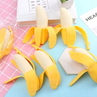Đồ chơi bóp hình quả chuối bóc vỏ chân thực, đồ chơi trái cây ép nước có độ đàn hồi chậm sáng tạo giúp giảm căng thẳng.