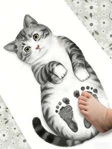 一套婴儿脚印纪念品套装 - 妈妈DIY - 包括宝宝第一个脚印竖框和木盒，适合婴儿房装饰、迎婴派对、出生公告、洗礼礼物、婴儿用品 - 彩色 - 查看 2