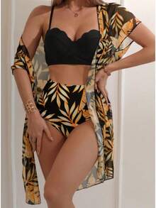 Women Tankinis - Black and Yellow - View 4