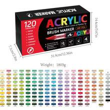 1pc 366/320/288/240/168/120/72/60/48/36/24/12 Colors Liquid Acrylic Paint Marker Brush Tip Watercolor Pen, Smudge-Proof, Waterproof, Stackable, For DIY Graffiti Painting Art - Soft Head Straight Liquid - View 26