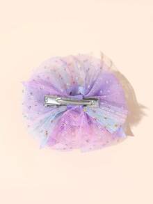 2pcs Girls Cute Spring/Summer Collegiate Style Double-Layer Ribbon Bow Soft Clay Watermelon Decor Hair Clips,Festival,Party - Multicolor - View 5