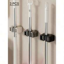 1/3pcs Wall Mounted Mop & Broom Holder, Modern Plastic Storage Clip, No Drill Adhesive Storage Solution, Suitable For Bathroom And Kitchen, Practical Hooks - Nhiều màu - Xem 1