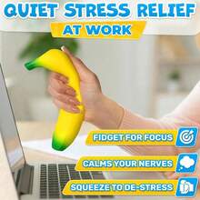 1个17厘米柔软逼真香蕉玩具，慢回弹减压水果，挤压玩具，趣味减压玩具，柔软香蕉，感官玩具，手指玩具，压力释放 - 彩色 - 查看 6