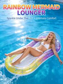 1pc Inflatable Hammock With Net, Foldable Dual-Use Backrest Floating Bed, Water Recreation Lounge Chair, Adult Summer Swimming Pool And Beach Floating Raft, Perfect Summer Gift, Swimming Pool Floating Lounger, Pool Inflatable, Beach Essentials, Pool Float - Multicolor - View 17