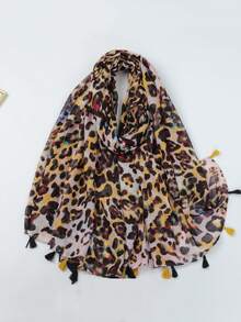 1条女士多功能流苏围巾，适合旅行、海滩、防晒 - 彩色 - 查看 5