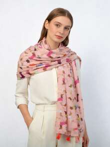 1条女士多功能流苏围巾，适合旅行、海滩、防晒 - 彩色 - 查看 8