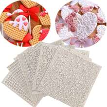 Lace Pad Silicone Mold DIY Handmade Prop Fondant Cake Decor Candy Mold Kitchen Tool Baking Tool Cupcake Top Decor Wedding Birthday Party Decor Reusable Mold - Light Grey - View 2